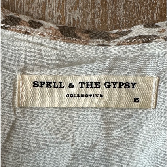Spell & The Gypsy Leopard Print button detail ruffledAda Gown Size XSmall Boho - Picture 11 of 16